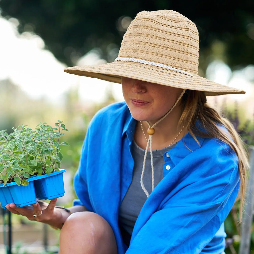 360FIVE Everyday Hoed - Aloe Fedora Strohoed Tuinhoed met Brede Rand